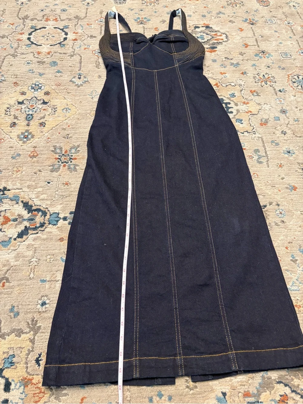 NEW Free People XS Revolve Caitlin Denim Midi Dress In City Rinse bodycon corset